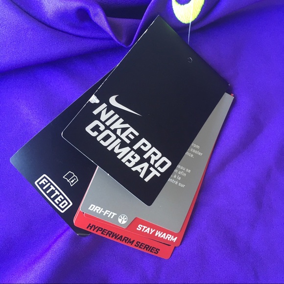 New Nike Pro Men L Fitted Purple Shirt - Picture 6 of 6